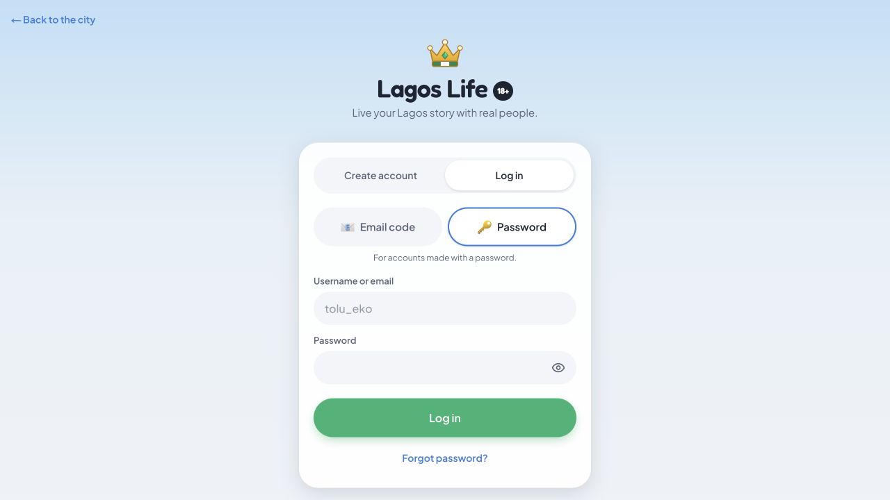 Official password login option for existing password accounts